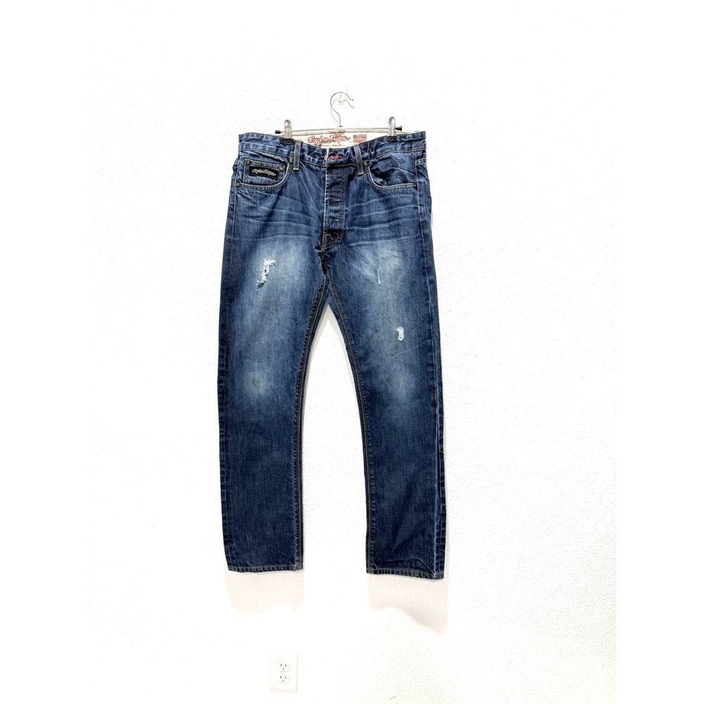 Troy Lee Designs Men's Straight Leg Jeans‎ Size 34 34X27.5 Blue Dark Wash
